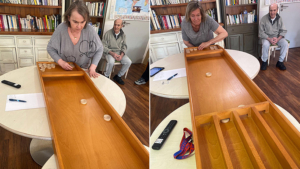 Jeux de billard à palet pour nos résidents de la Bastide de Pégomas.